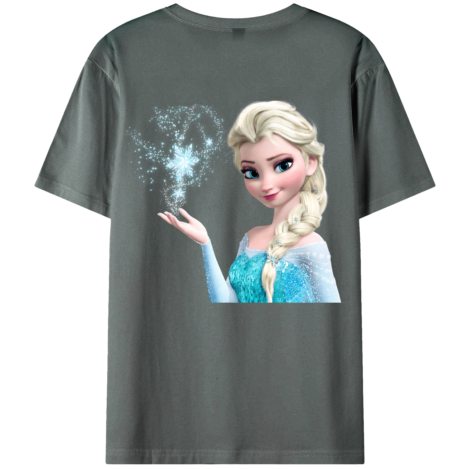 （画像用） アナと雪の女王 アンナ エルサ Frozen Anna Elsa 綿100％ メンズ半袖Tシャツ（バックプリント） 通気性